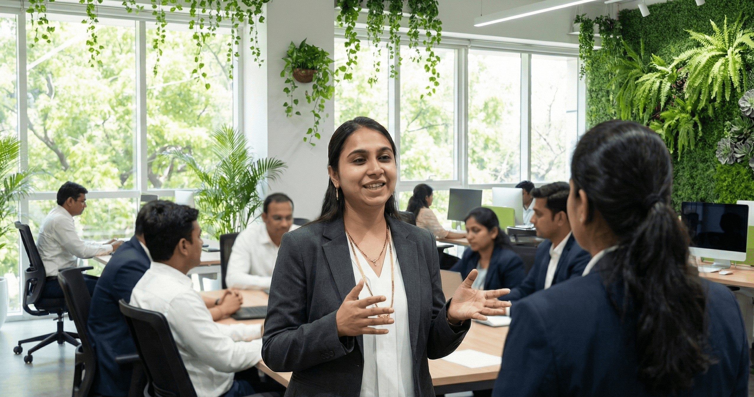Anita Yadav at work with a colleague